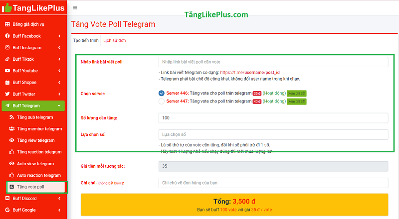 Dịch vụ tăng vote poll Telegram